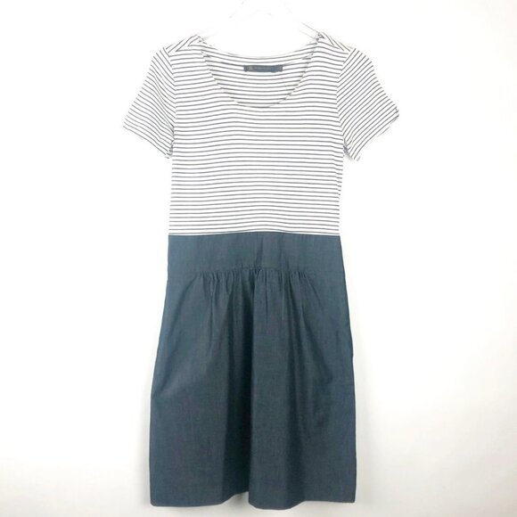 NWT The Limited Outback Red Dress Womens 6 Blue White Stripe Chambray Nautical - Picture 1 of 15